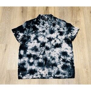 Cuts Shirt Mens XL Blue Gray Tie Dye Button Up Hyperloop Camp Loop Collar